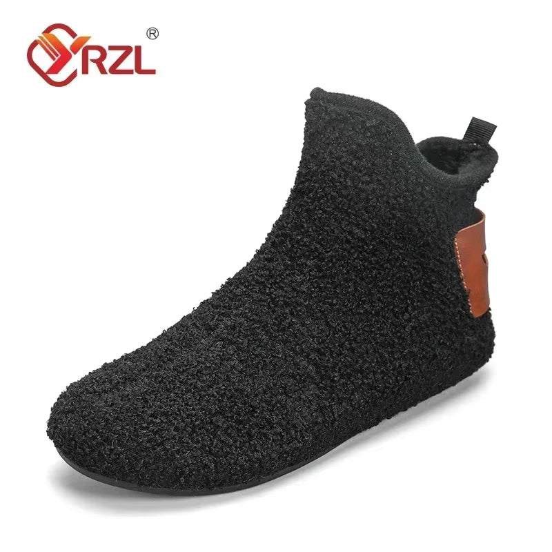 Winter Cotton Shoes Men High Top Warm Slip on Lightweight Slippers Men Plush Indoor Cotton Loafers Men Winter Warm Shoes