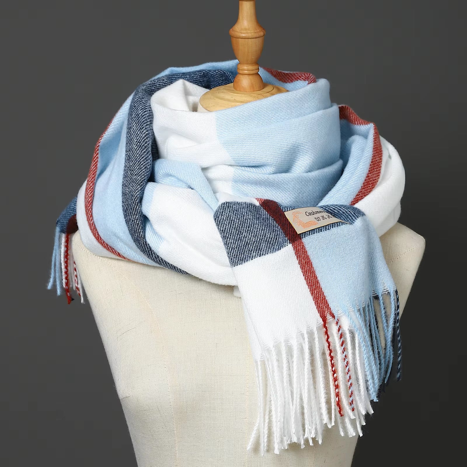 Luxury Brand Autumn Wrap Scarves Winter Warm Foulard Bandana Female Blanket Cashmere Plaid Scarf Men'S Thick Fringe Large Shawls