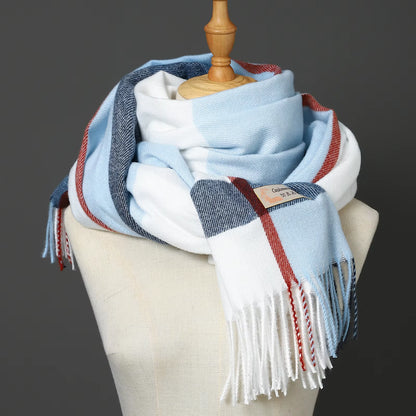 Luxury Brand Autumn Wrap Scarves Winter Warm Foulard Bandana Female Blanket Cashmere Plaid Scarf Men'S Thick Fringe Large Shawls
