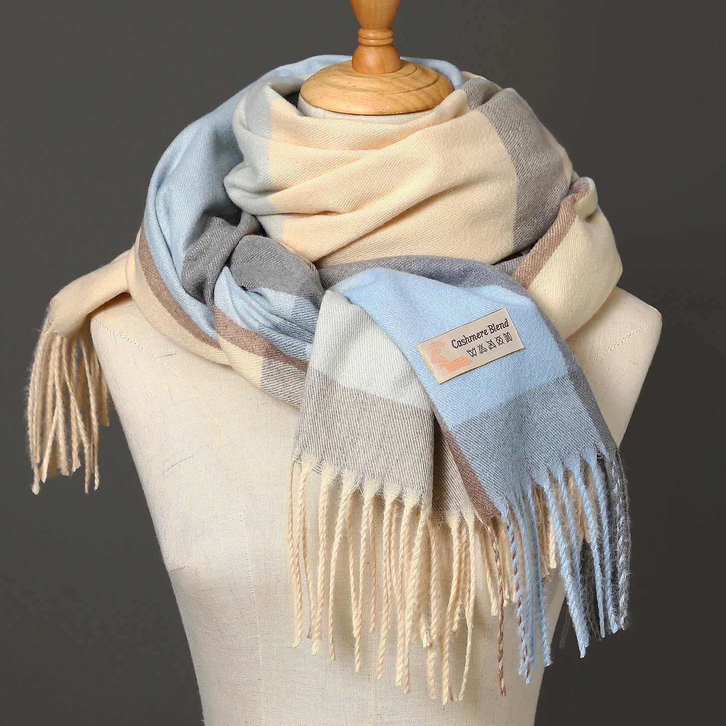 Luxury Brand Autumn Wrap Scarves Winter Warm Foulard Bandana Female Blanket Cashmere Plaid Scarf Men'S Thick Fringe Large Shawls