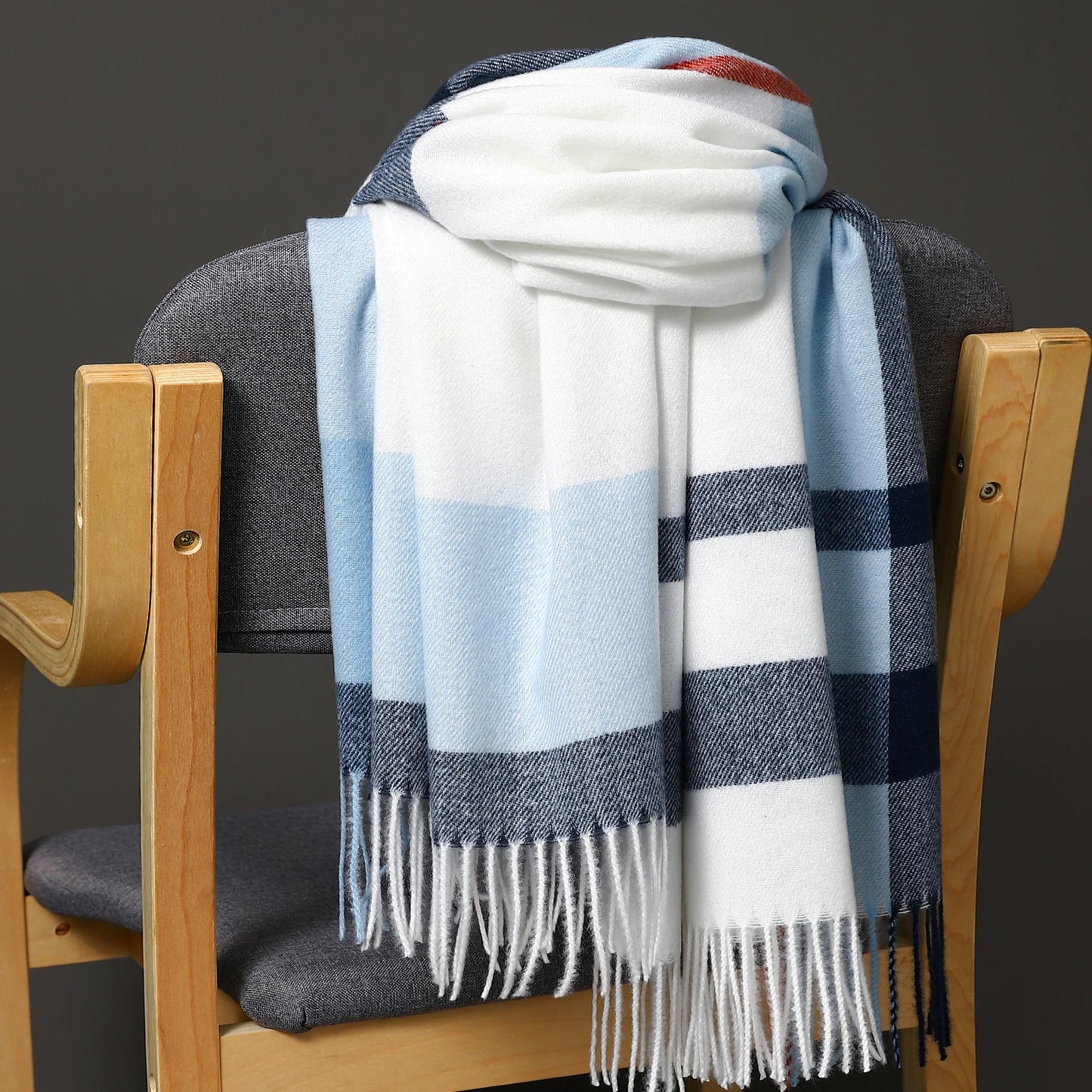 Luxury Brand Autumn Wrap Scarves Winter Warm Foulard Bandana Female Blanket Cashmere Plaid Scarf Men'S Thick Fringe Large Shawls
