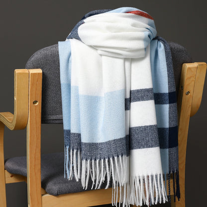 Luxury Brand Autumn Wrap Scarves Winter Warm Foulard Bandana Female Blanket Cashmere Plaid Scarf Men'S Thick Fringe Large Shawls