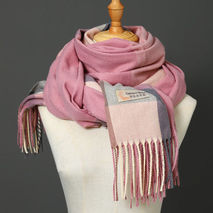 Luxury Brand Autumn Wrap Scarves Winter Warm Foulard Bandana Female Blanket Cashmere Plaid Scarf Men'S Thick Fringe Large Shawls