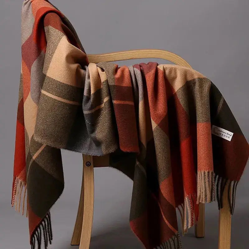 Luxury Brand Autumn Wrap Scarves Winter Warm Foulard Bandana Female Blanket Cashmere Plaid Scarf Men'S Thick Fringe Large Shawls
