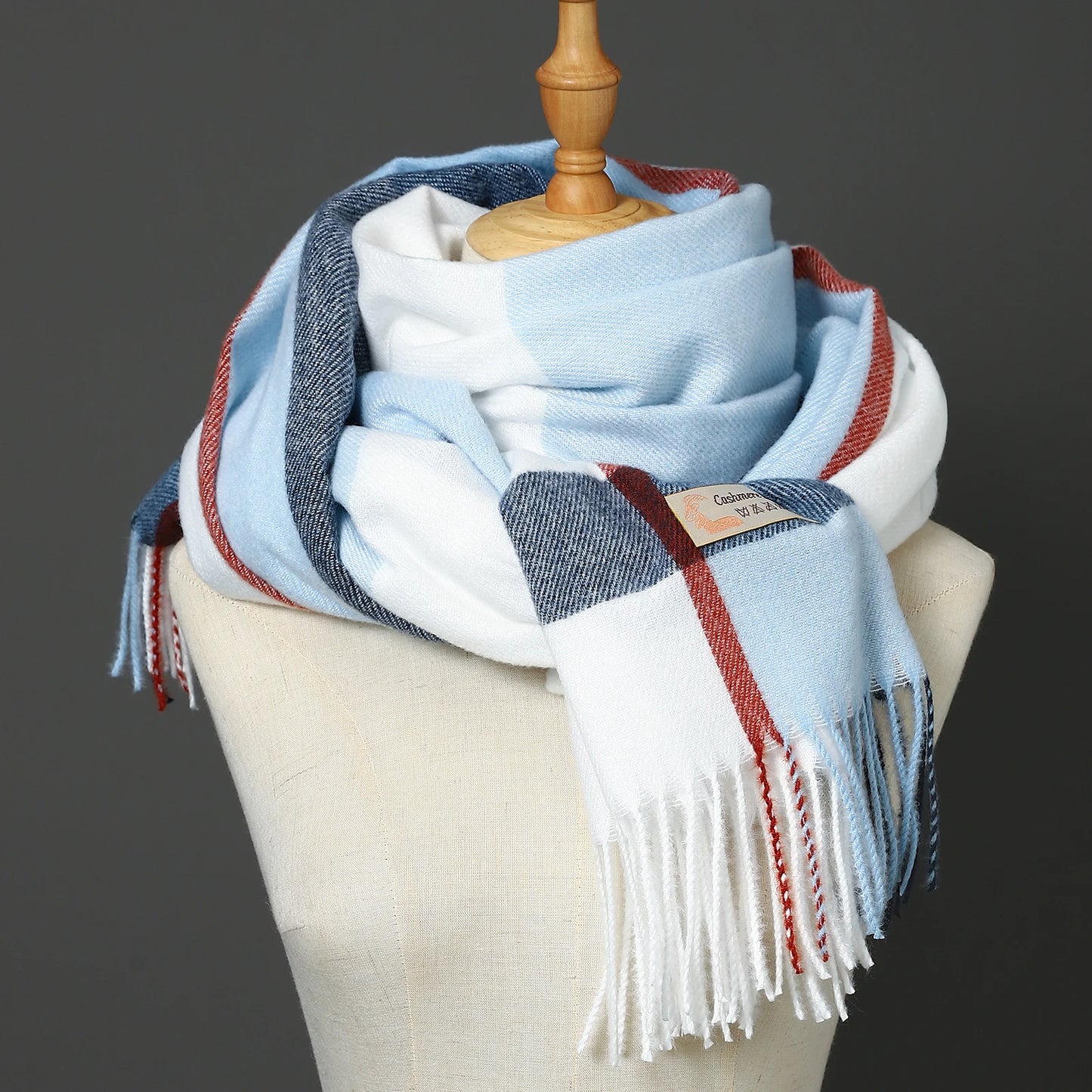 Luxury Brand Autumn Wrap Scarves Winter Warm Foulard Bandana Female Blanket Cashmere Plaid Scarf Men'S Thick Fringe Large Shawls