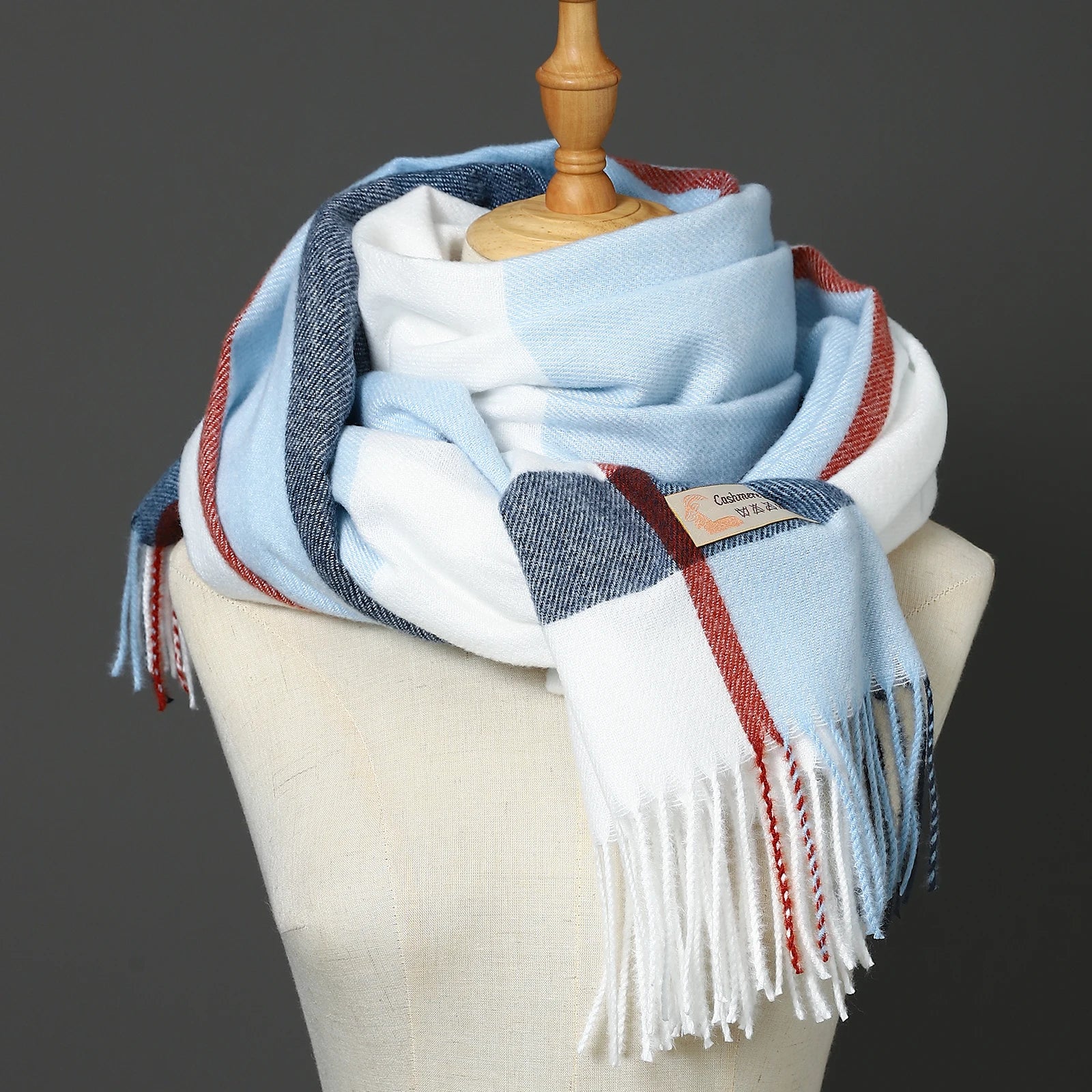 Luxury Brand Autumn Wrap Scarves Winter Warm Foulard Bandana Female Blanket Cashmere Plaid Scarf Men'S Thick Fringe Large Shawls