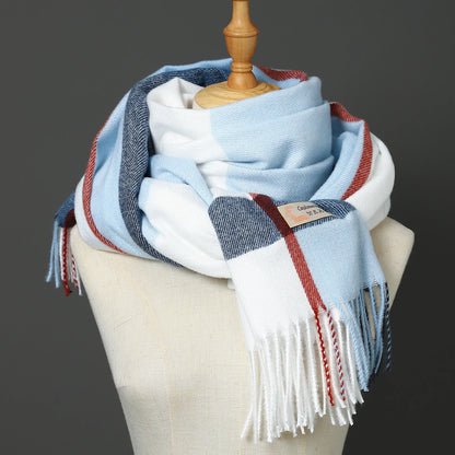 Luxury Brand Autumn Wrap Scarves Winter Warm Foulard Bandana Female Blanket Cashmere Plaid Scarf Men'S Thick Fringe Large Shawls