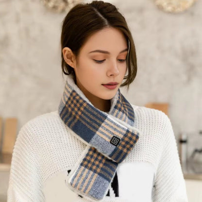 Winter Heated Scarf Men Women Rechargeable 3 Heat Settings Waterproof Neck Heating Pad Plaid Print Scarf Heated Wrap 따뜻한 목도리