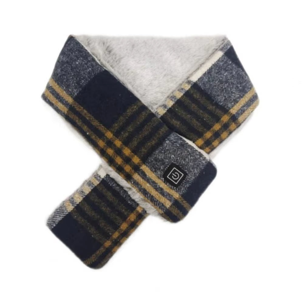 Winter Heated Scarf Men Women Rechargeable 3 Heat Settings Waterproof Neck Heating Pad Plaid Print Scarf Heated Wrap 따뜻한 목도리